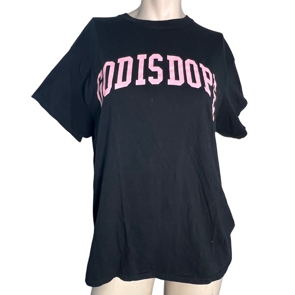 God Is Dope Graphic T Shirt Trendy Statement Top Black Large Jesus Christian - Picture 1 of 6